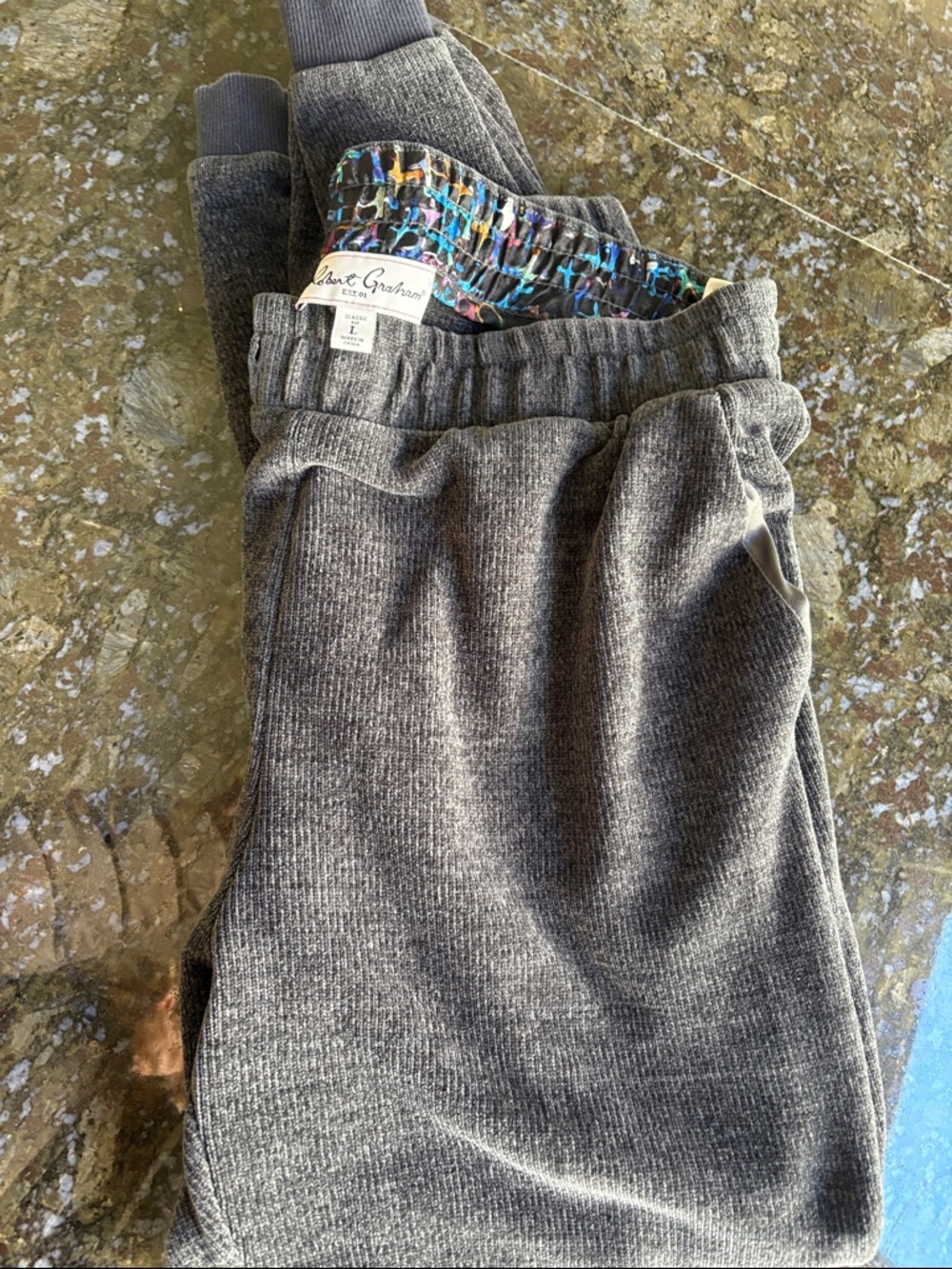 Robert Graham large - Soft Gray plush Sweatpants with elastic ankle  and waist.